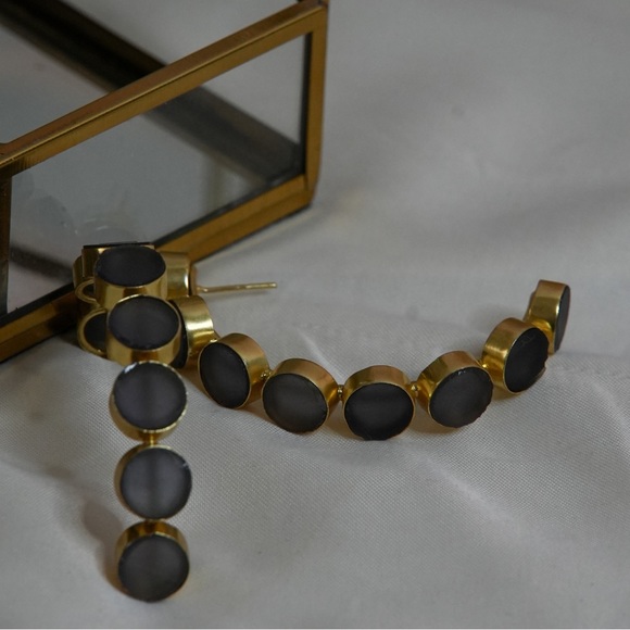 Brand new limited edition zara gold plated brass with raw stone big hoop - Picture 2 of 6